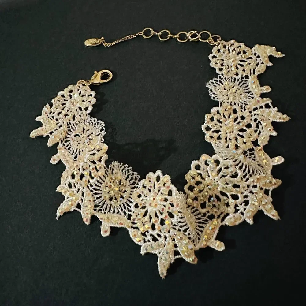 Gass Bead & Lace Ivory Choker Amrita Singh